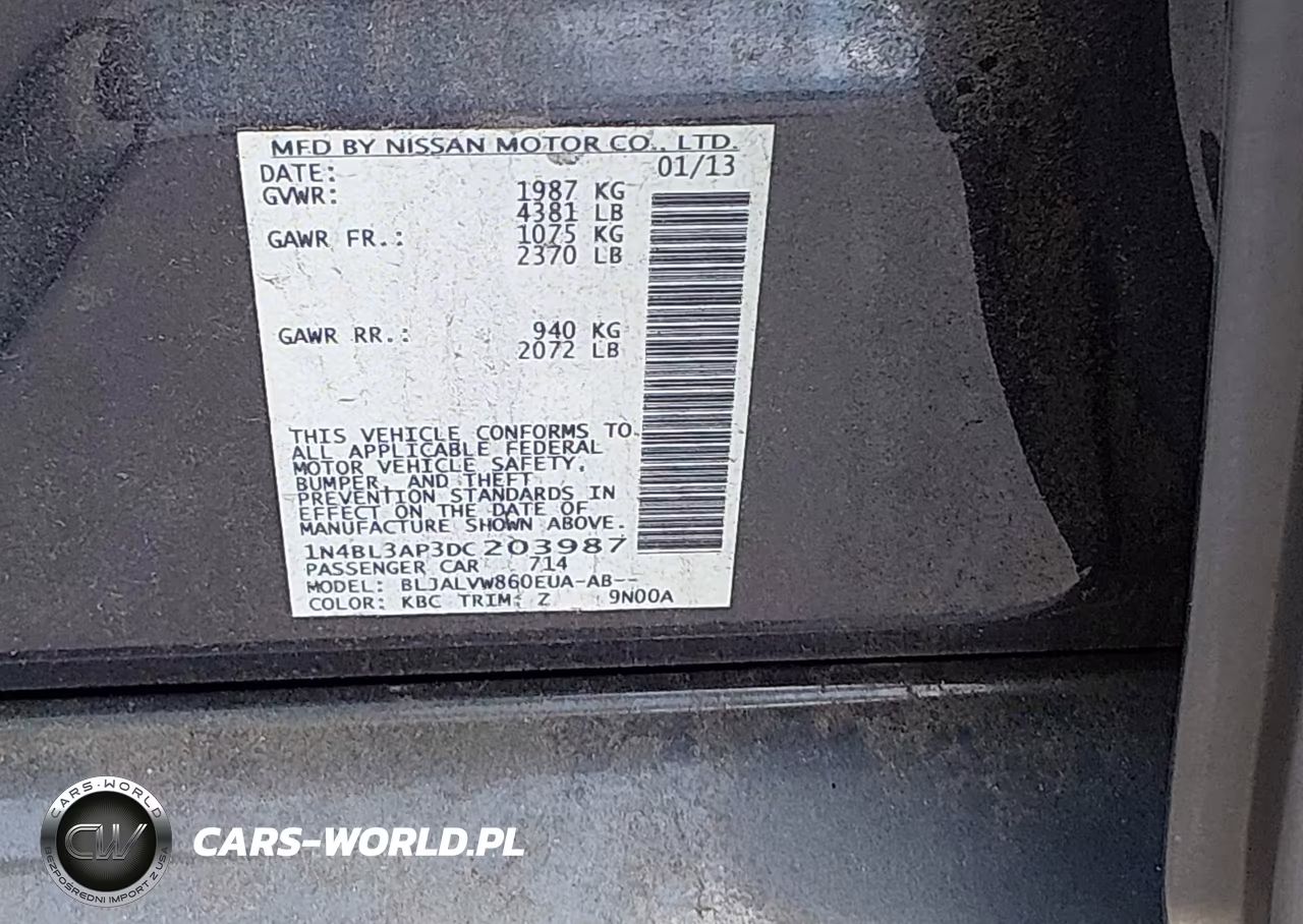 2013 Nissan Altima 3.5 Sl VIN:1N4BL3AP3DC203987 - 9