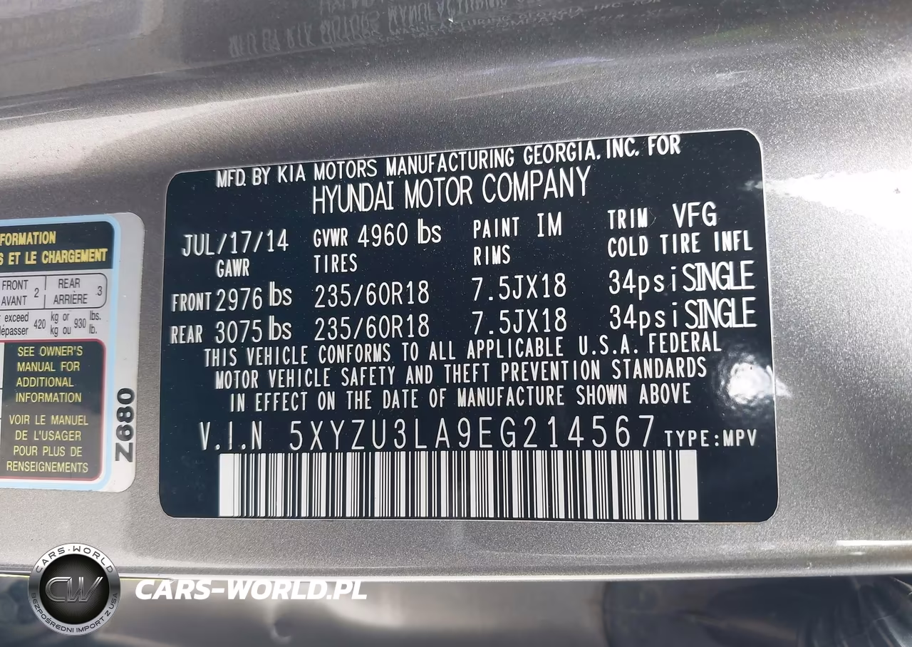 2014 Hyundai Santa Fe Sport 2.0L Turbo VIN:5XYZU3LA9EG214567 - 9
