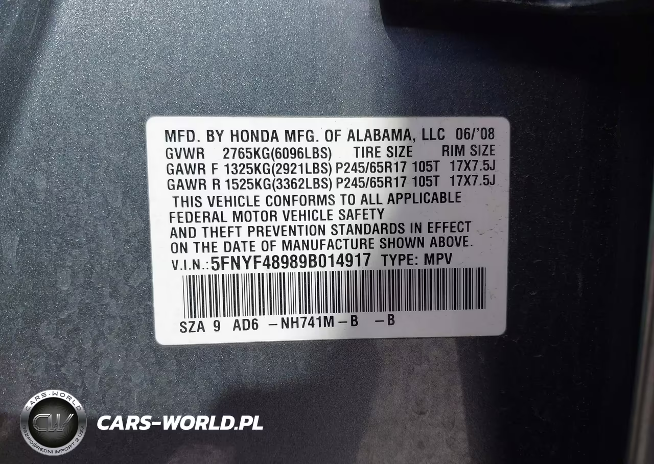 2009 Honda Pilot Touring VIN:5FNYF48989B014917 - 9