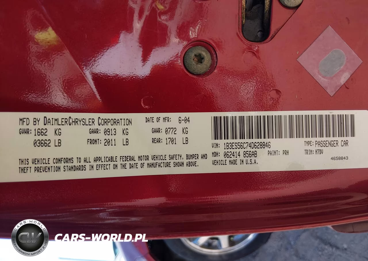 2004 Dodge Neon Sxt VIN:1B3ES56C74D628846 - 9