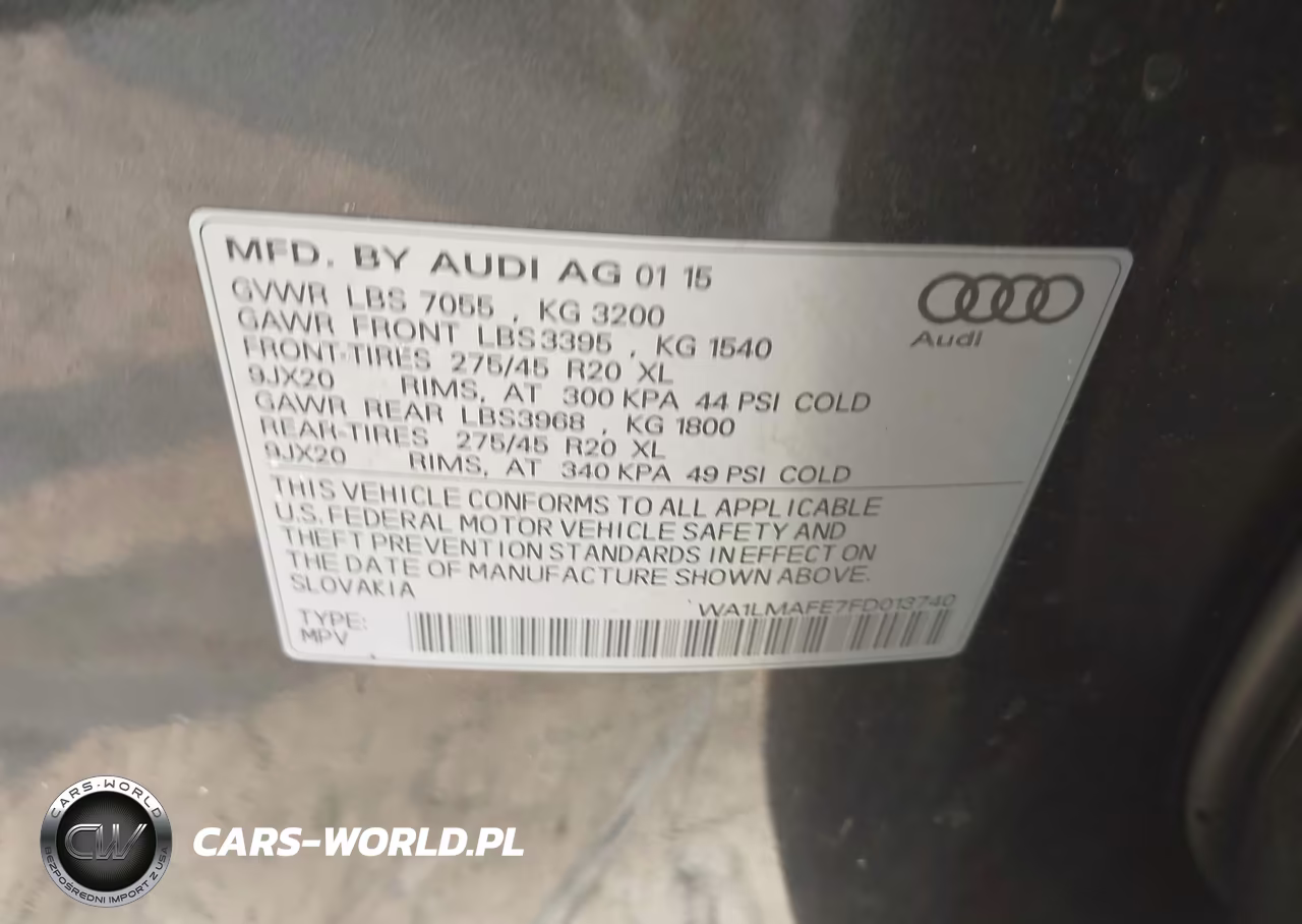 2015 Audi Q7 3.0 Tdi Premium VIN:WA1LMAFE7FD013740 - 9
