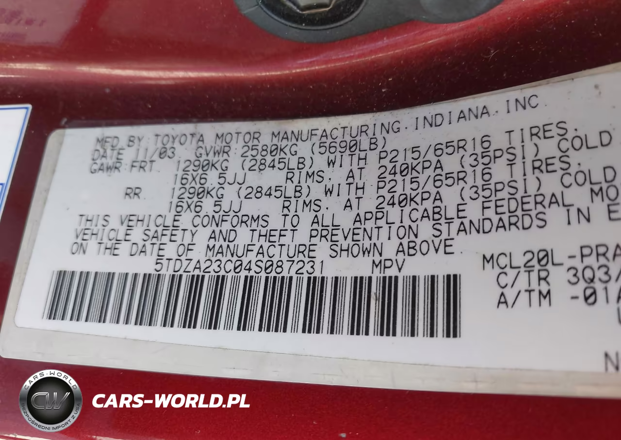 2004 Toyota Sienna Le VIN:5TDZA23C04S087231 - 9