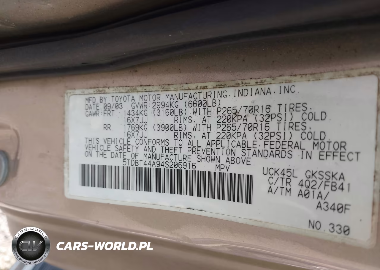 2004 Toyota Sequoia Sr5 V8 VIN:5TDBT44A94S206916 - 9