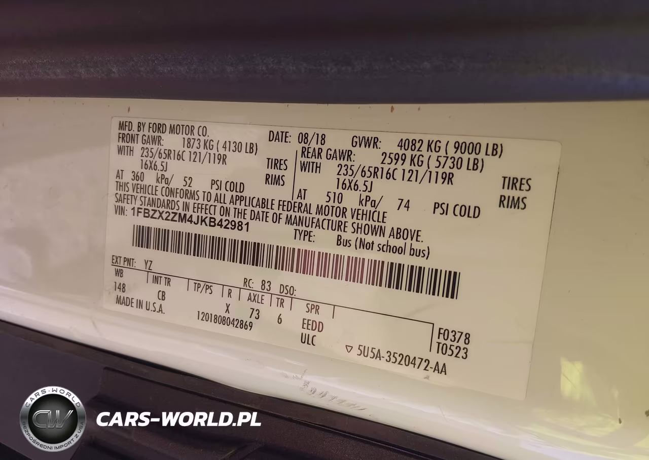 2018 Ford Transit-350 Xl VIN:1FBZX2ZM4JKB42981 - 9