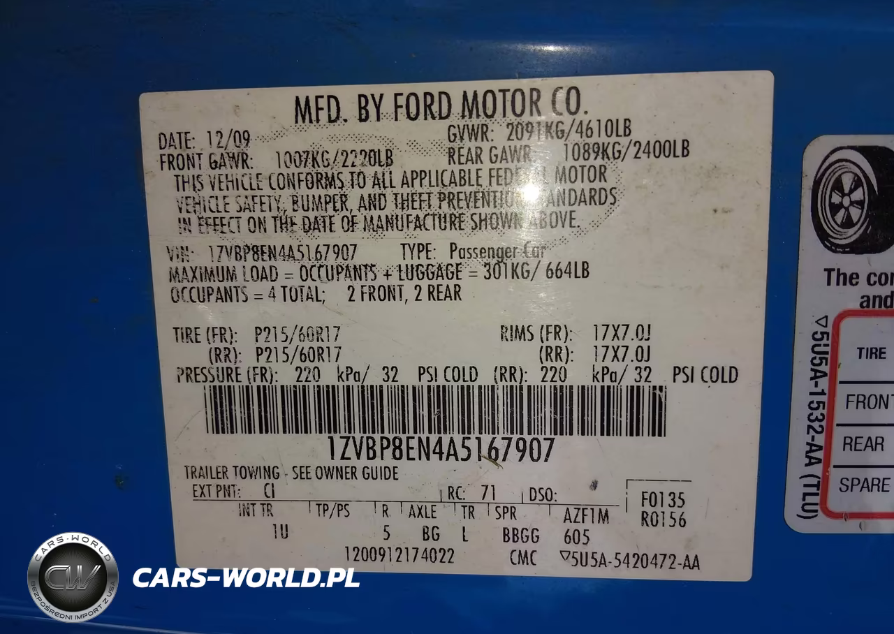 2010 Ford Mustang V6-V6 Premium VIN:1ZVBP8EN4A5167907 - 9