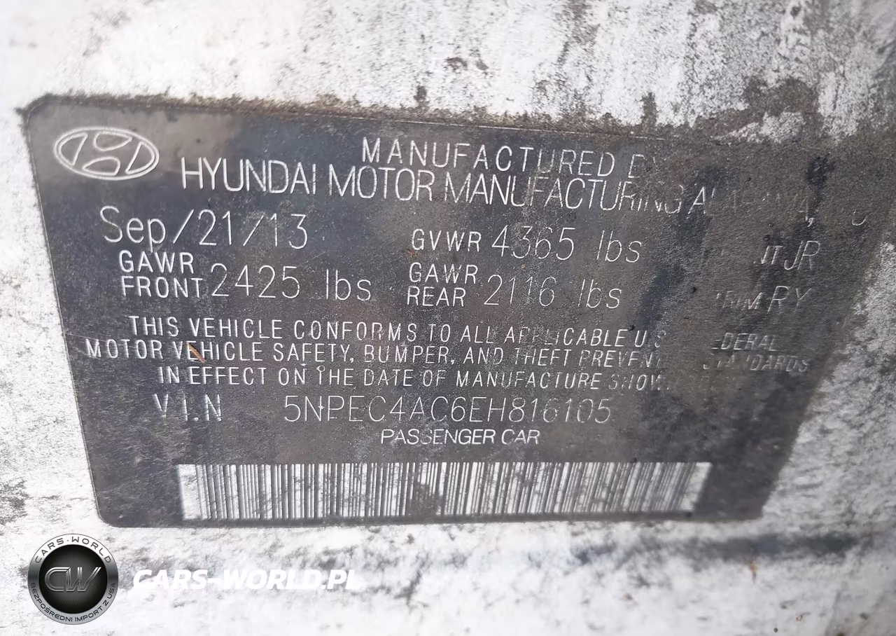 2014 Hyundai Sonata Se VIN:5NPEC4AC6EH816105 - 9