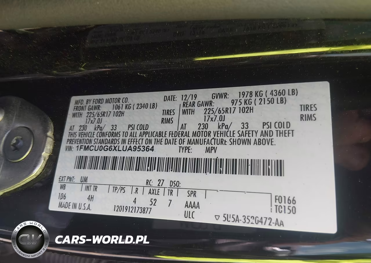 2020 Ford Escape Se VIN:1FMCU0G6XLUA95364 - 9