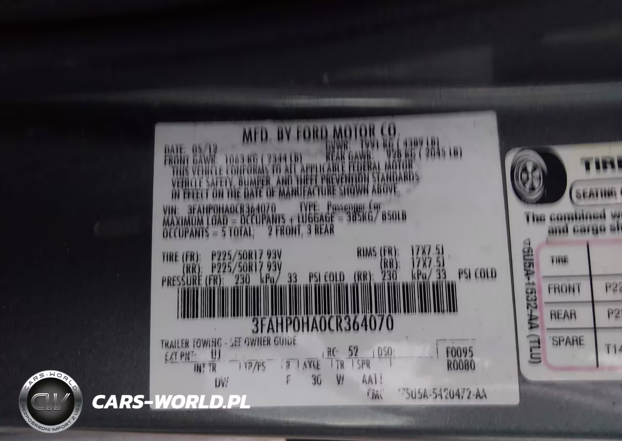 2012 Ford Fusion Se VIN:3FAHP0HA0CR364070 - 9