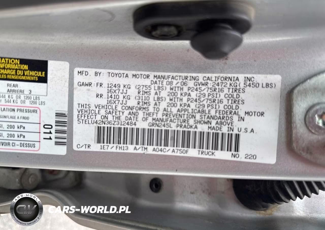2006 Toyota Tacoma Base V6 VIN:5TELU42N36Z312484 - 9
