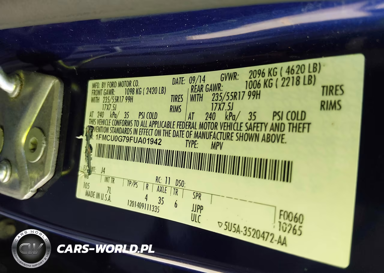 2015 Ford Escape Se VIN:1FMCU0G79FUA01942 - 9