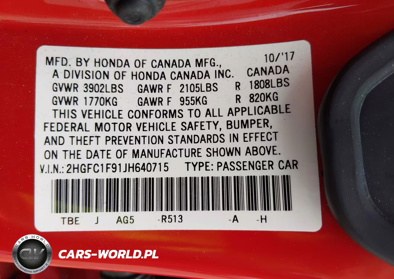 2018 Honda Civic Touring VIN:2HGFC1F91JH640715 - 9