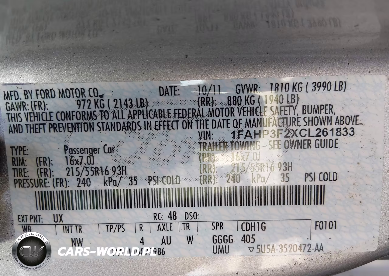 2012 Ford Focus Se VIN:1FAHP3F2XCL261833 - 9