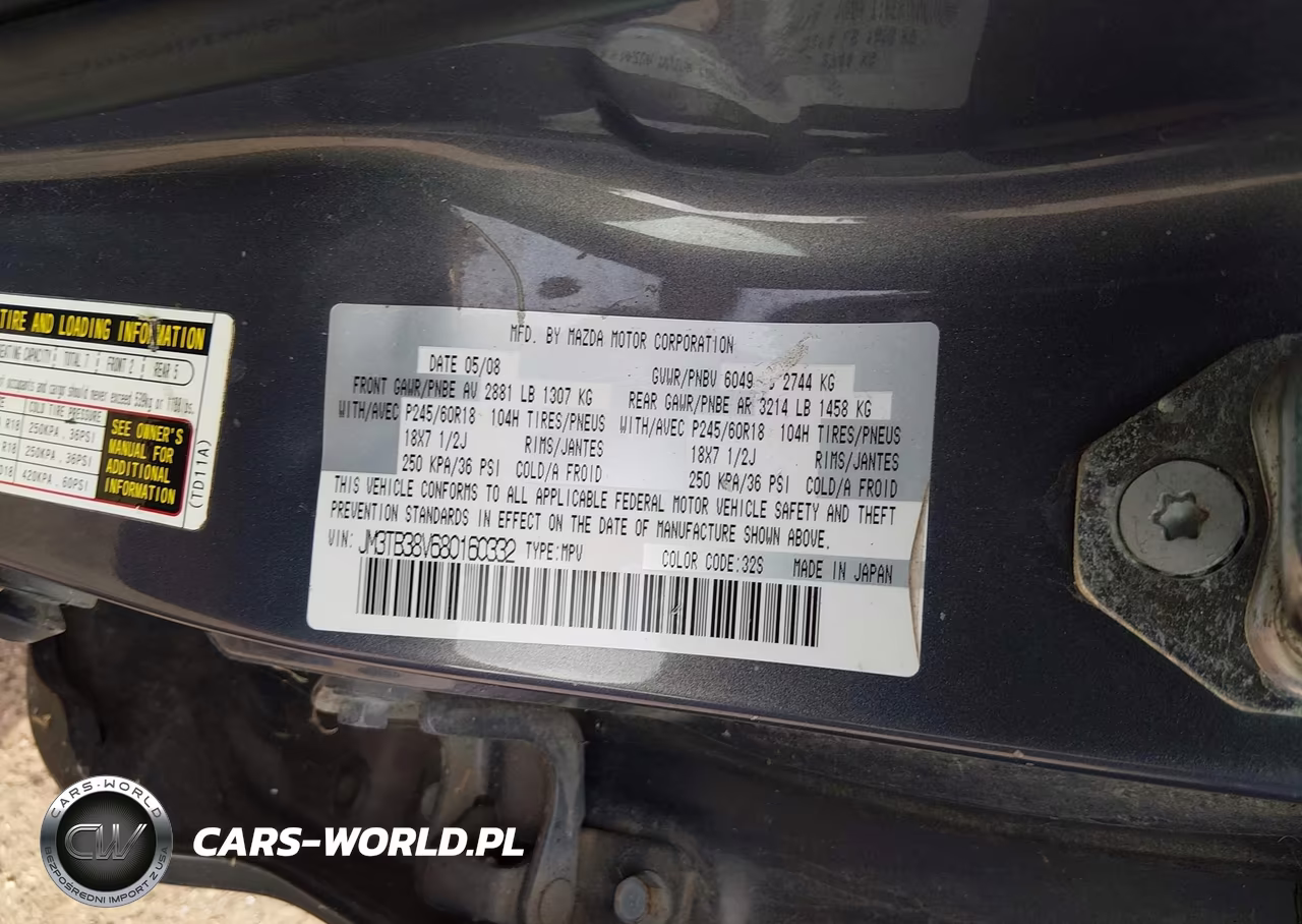 2008 Mazda Cx-9 Sport VIN:JM3TB38V680160332 - 9