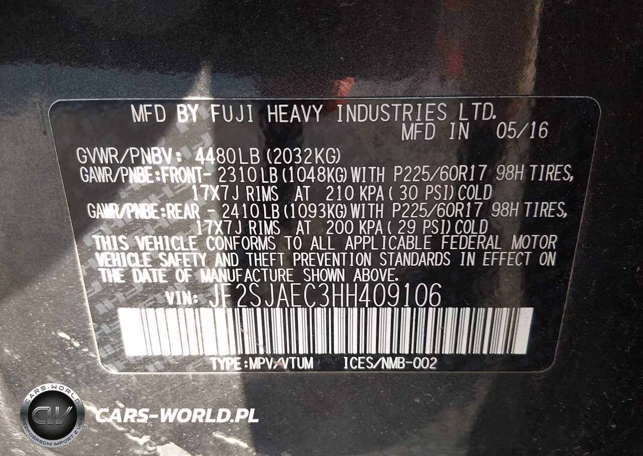 2017 Subaru Forester 2.5I Premium VIN:JF2SJAEC3HH409106 - 9