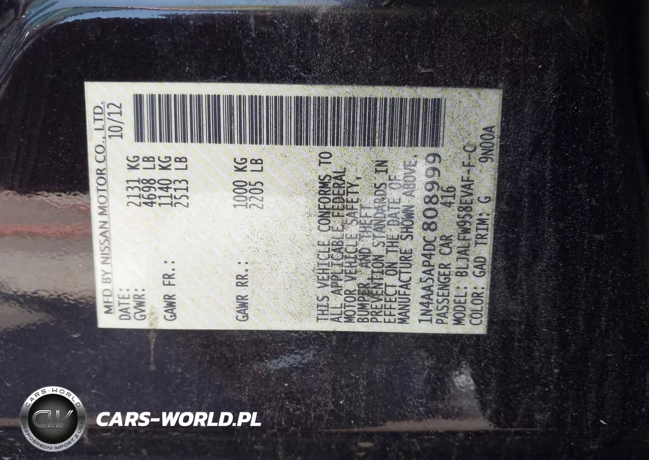 2013 Nissan Maxima 3.5 Sv VIN:1N4AA5AP4DC808999 - 9