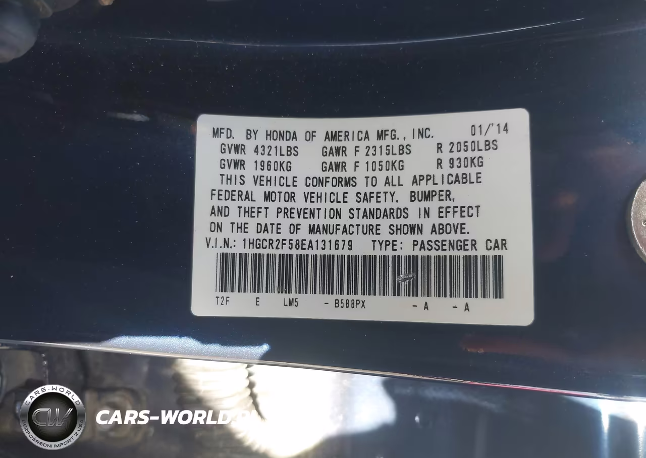 2014 Honda Accord Sport VIN:1HGCR2F58EA131679 - 9
