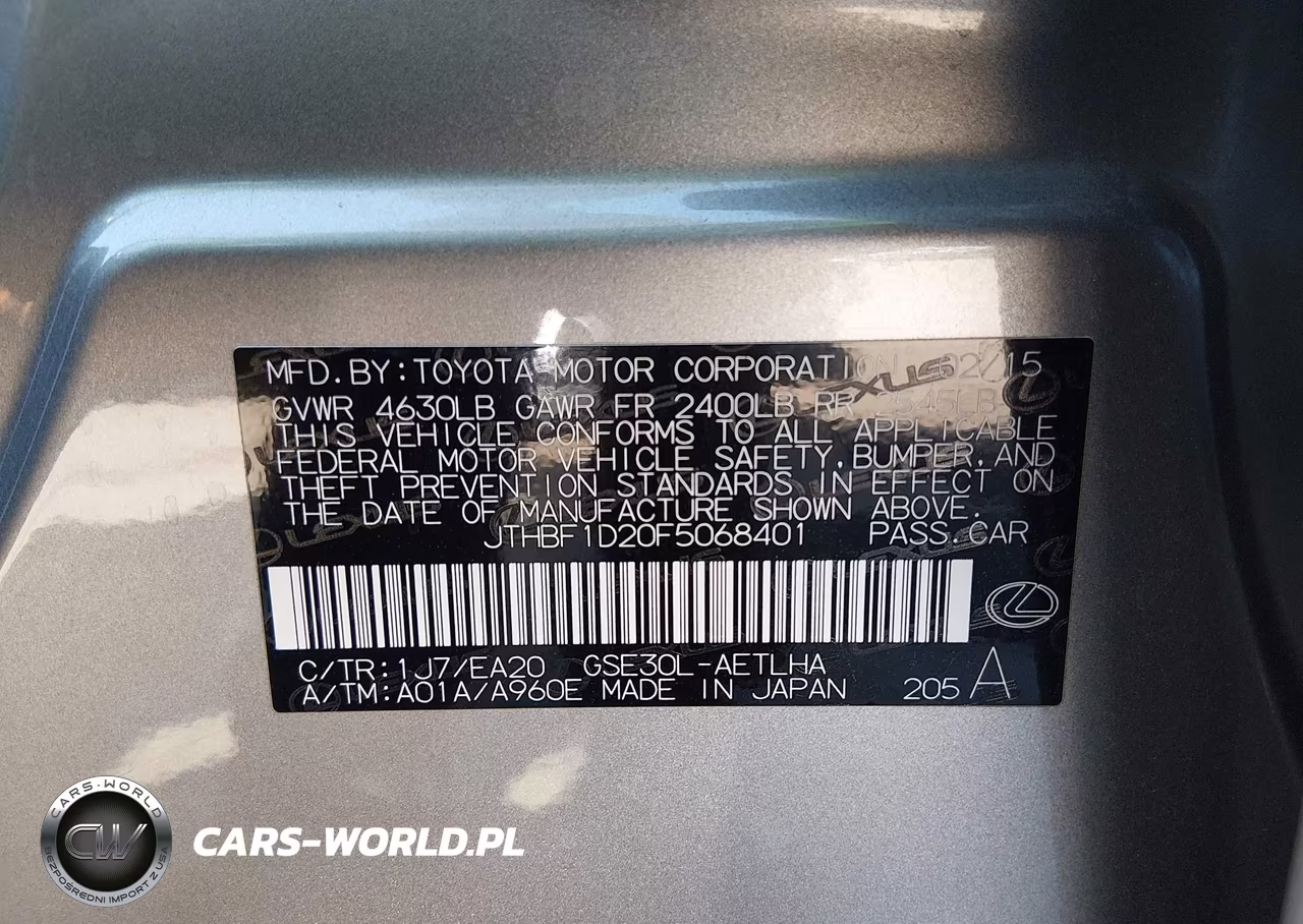 2015 Lexus Is 250 VIN:JTHBF1D20F5068401 - 9