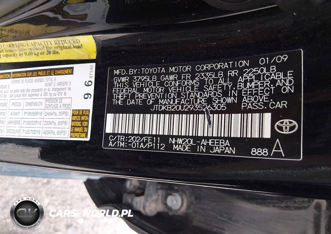 2009 Toyota Prius Touring VIN:JTDKB20U293526305 - 9