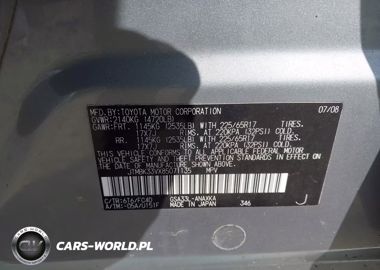 2008 Toyota Rav4 Base V6 VIN:JTMBK33VX85071135 - 9