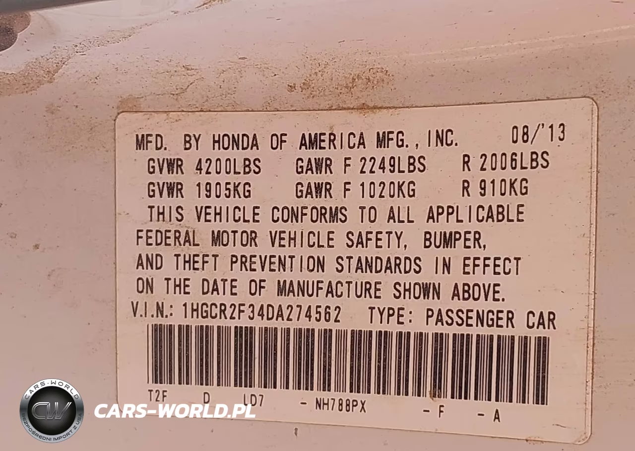 2013 Honda Accord Lx VIN:1HGCR2F34DA274562 - 9