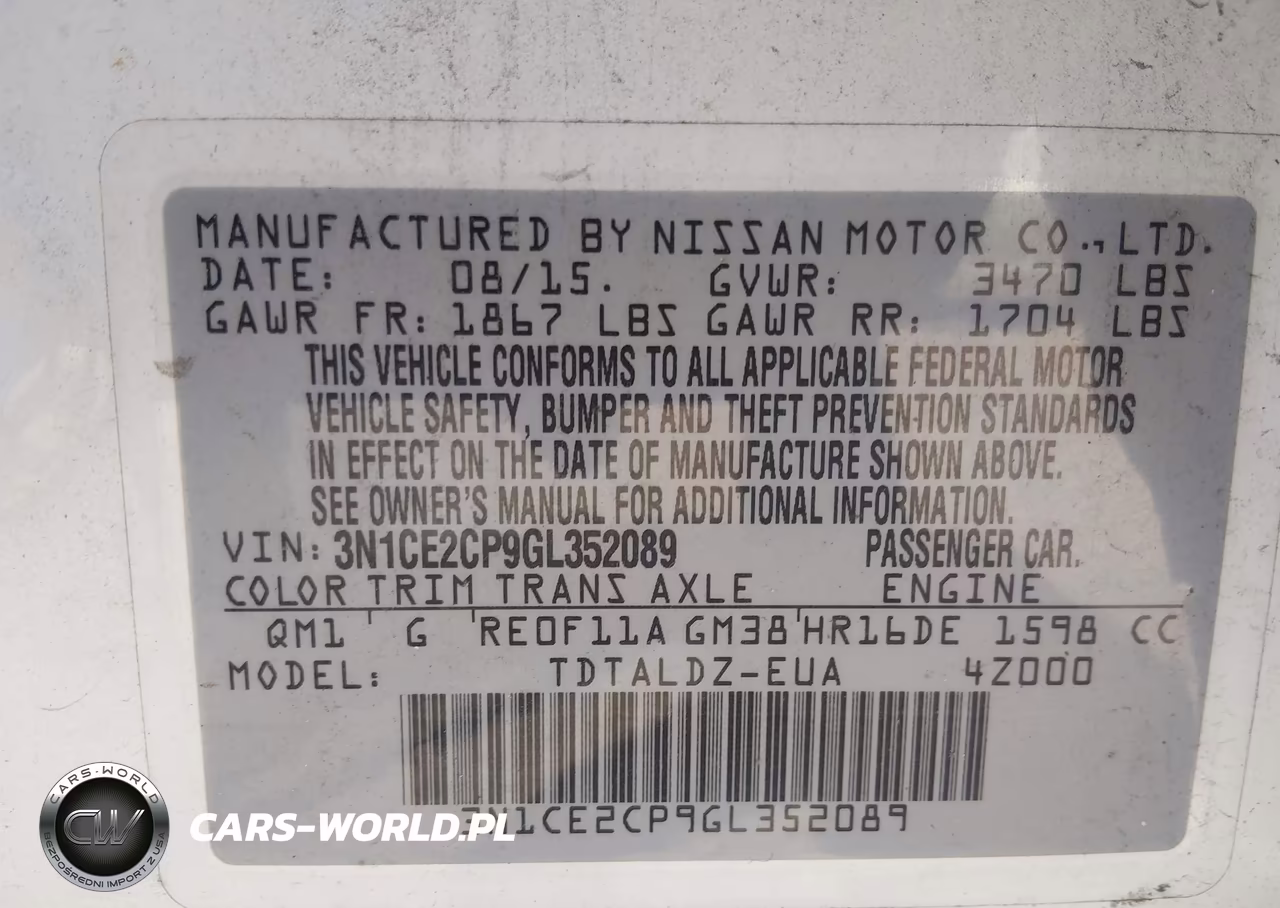 2016 Nissan Versa Note S (Sr)-S Plus-Sl-Sr-Sv VIN:3N1CE2CP9GL352089 - 9