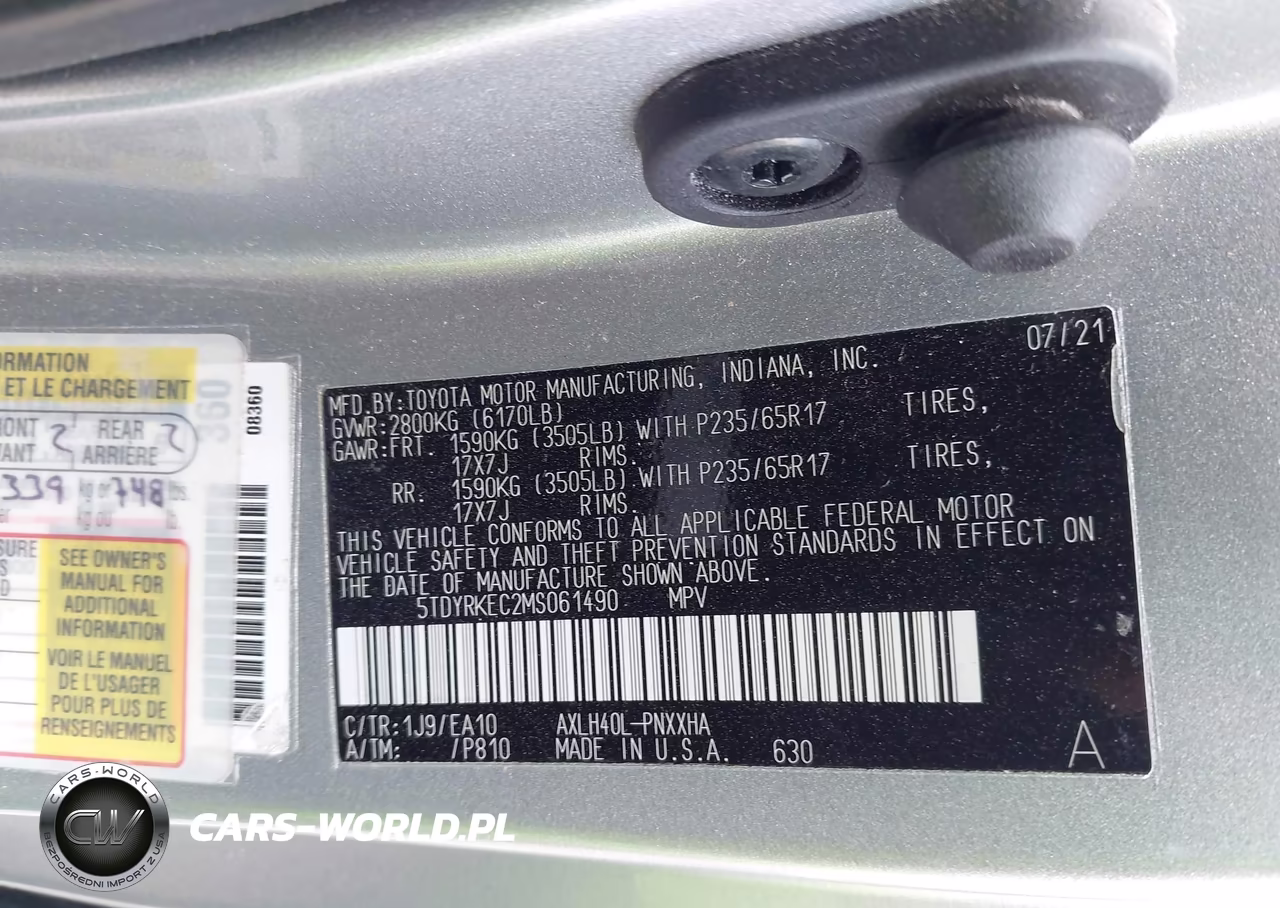 2021 Toyota Sienna Xle VIN:5TDYRKEC2MS061490 - 9