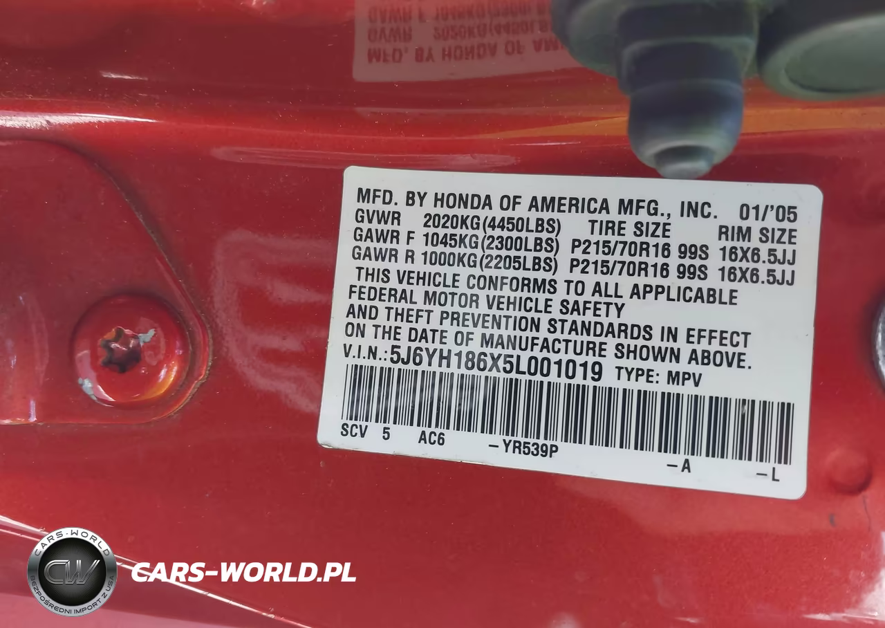2005 Honda Element Ex VIN:5J6YH186X5L001019 - 9