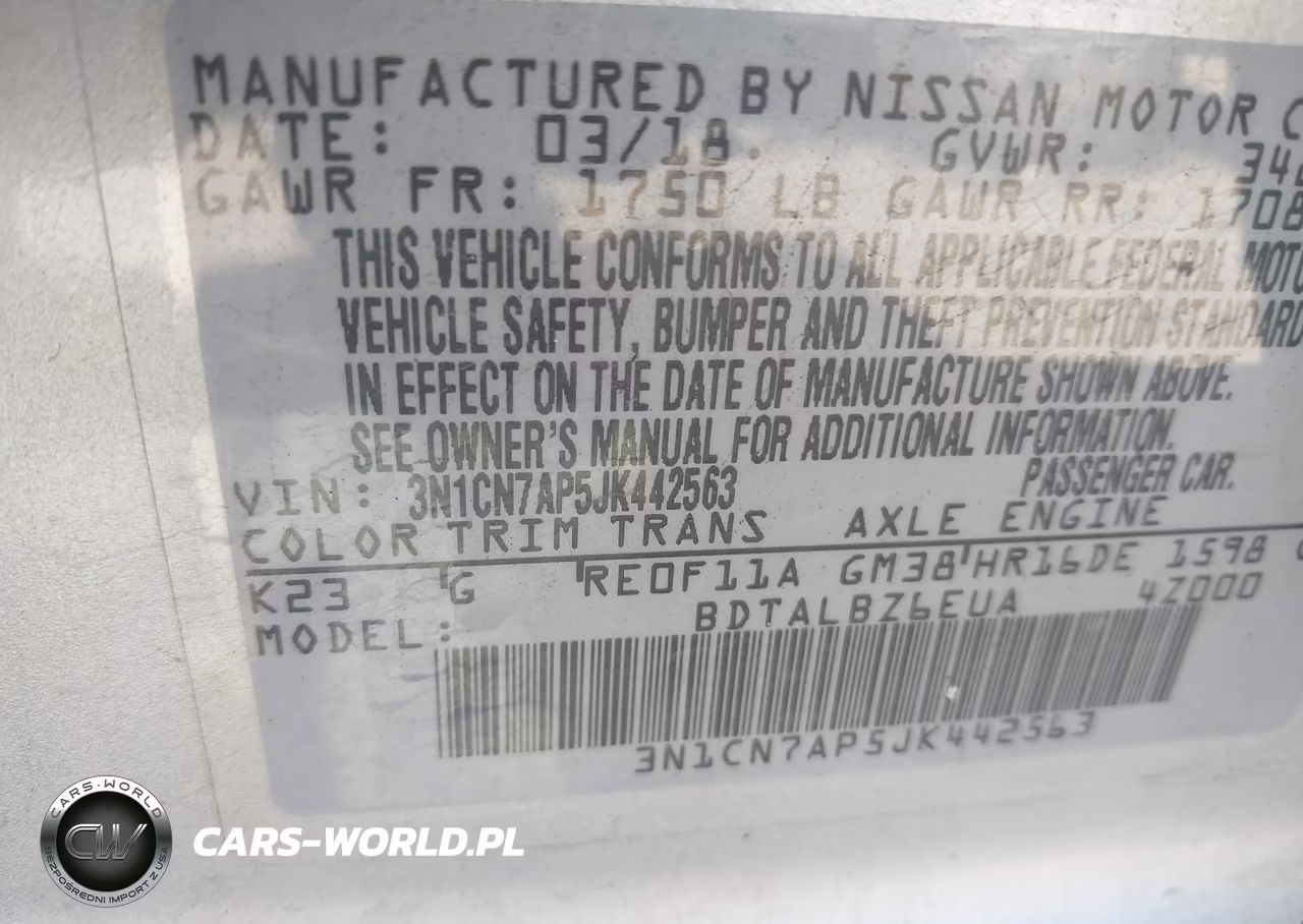 2018 Nissan Versa 1.6 Sv VIN:3N1CN7AP5JK442563 - 9
