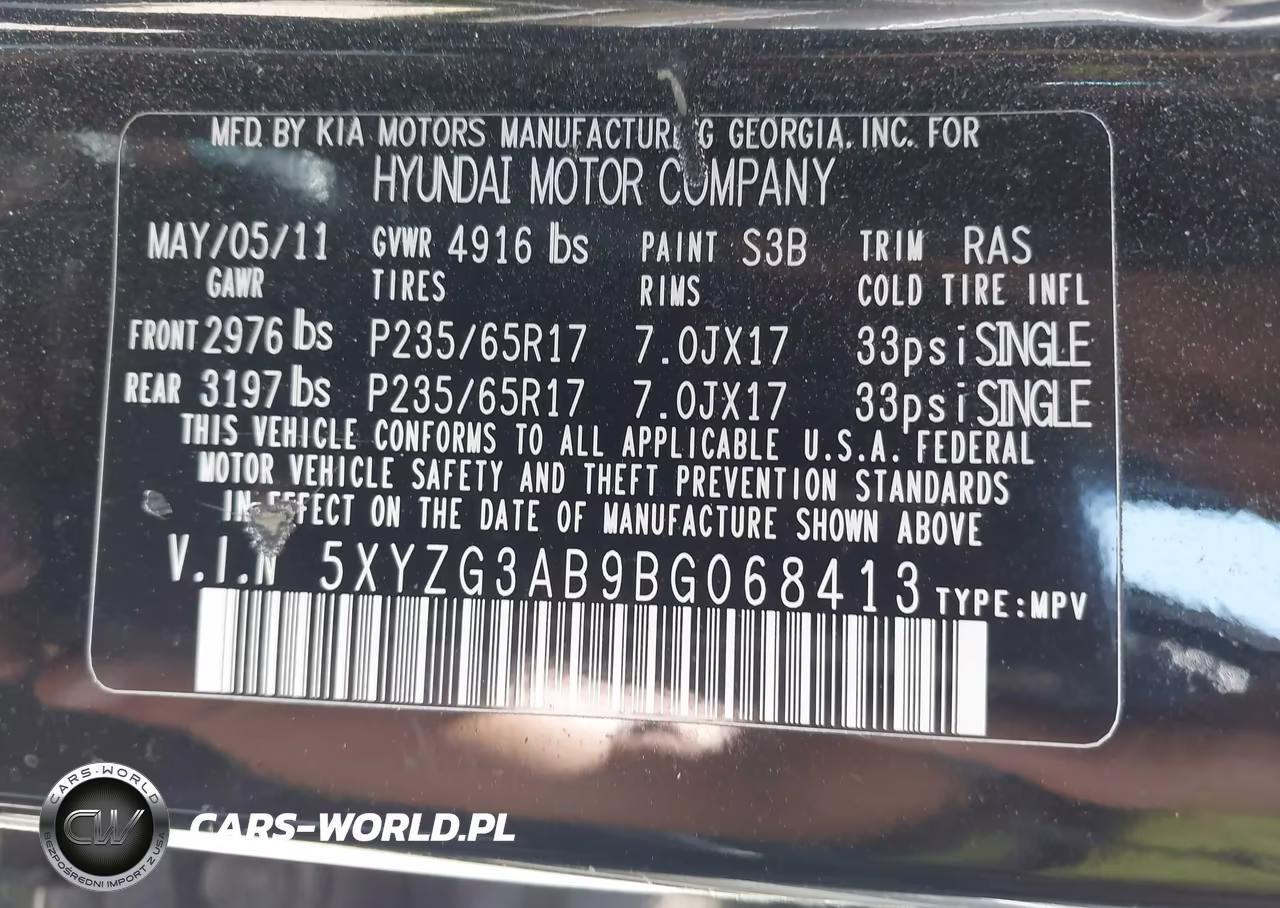 2011 Hyundai Santa Fe Gls VIN:5XYZG3AB9BG068413 - 9