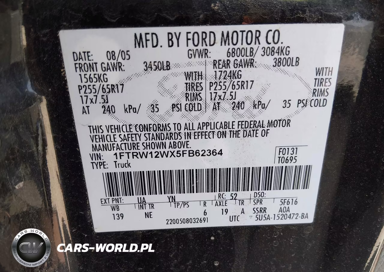 2005 Ford F-150 Xlt VIN:1FTRW12WX5FB62364 - 9