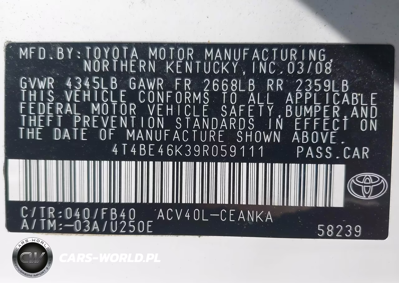 2009 Toyota Camry Le VIN:4T4BE46K39R059111 - 9