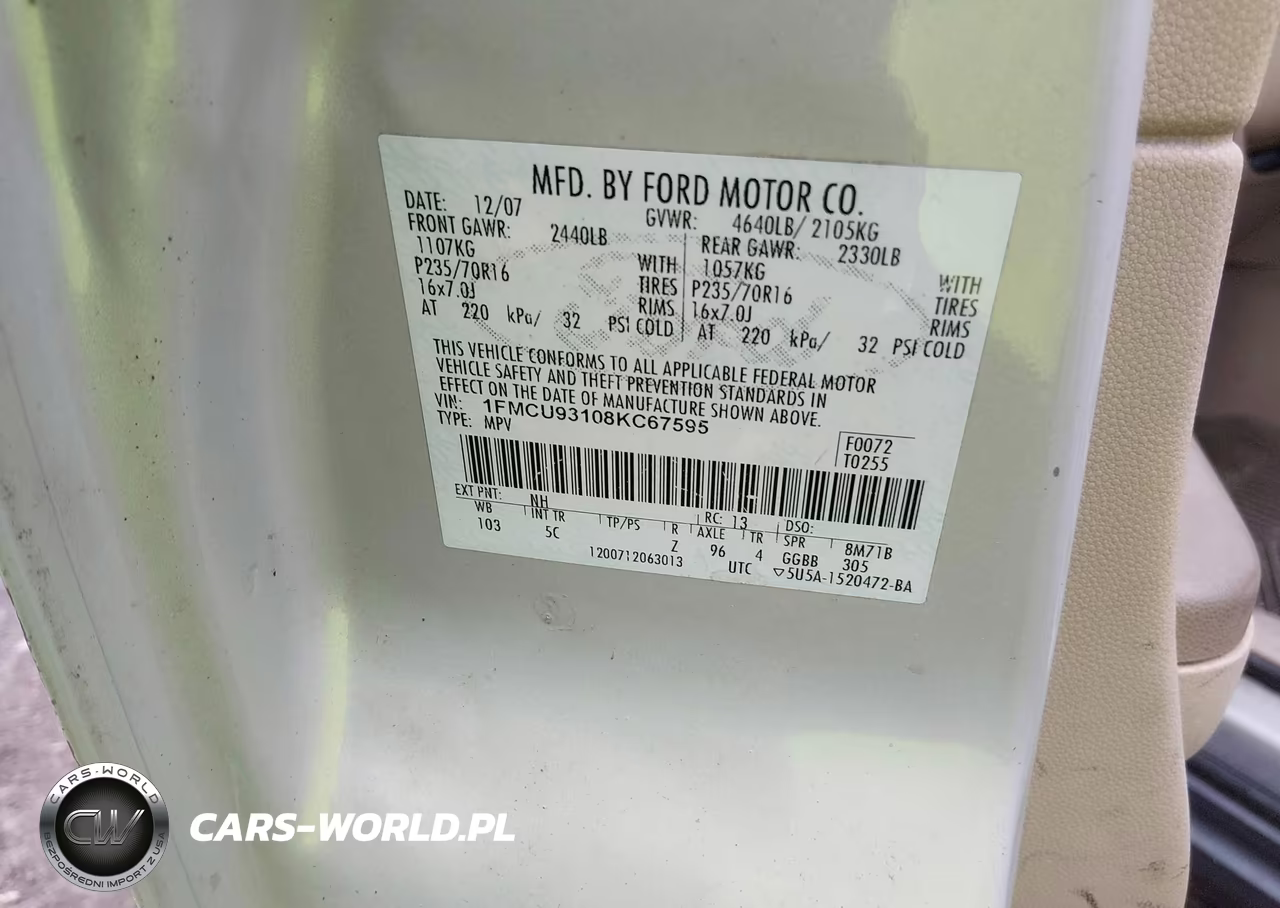 2008 Ford Escape Xlt VIN:1FMCU93108KC67595 - 9