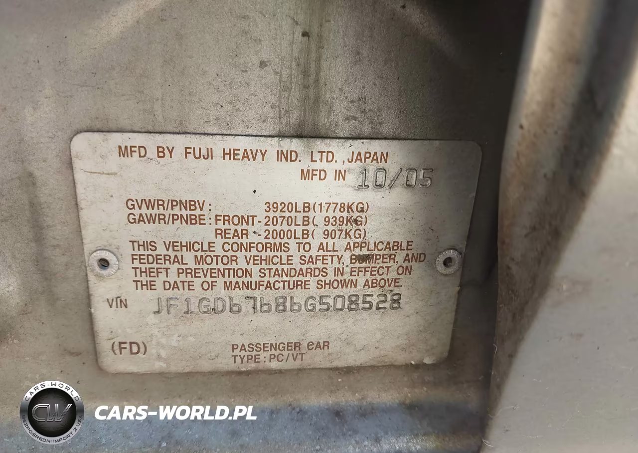 2006 Subaru Impreza 2.5I VIN:JF1GD67686G508528 - 9