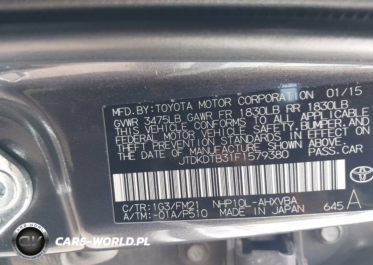 2015 Toyota Prius C Two VIN:JTDKDTB31F1579380 - 9
