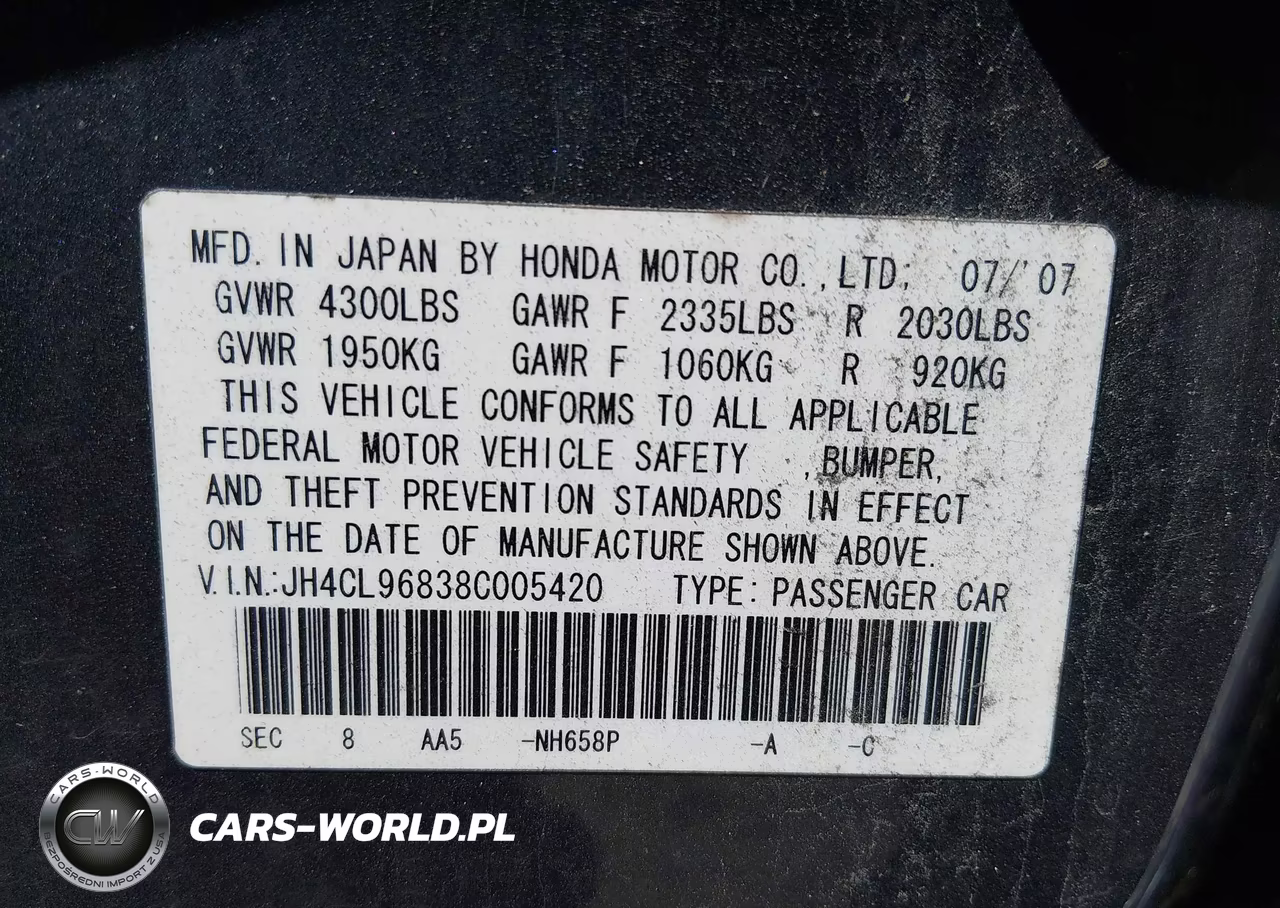 2008 Acura Tsx VIN:JH4CL96838C005420 - 9