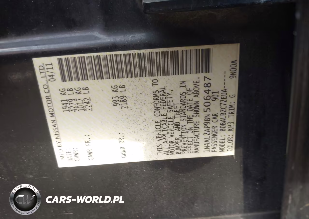 2011 Nissan Altima 2.5 S VIN:1N4AL2AP9BN506487 - 9