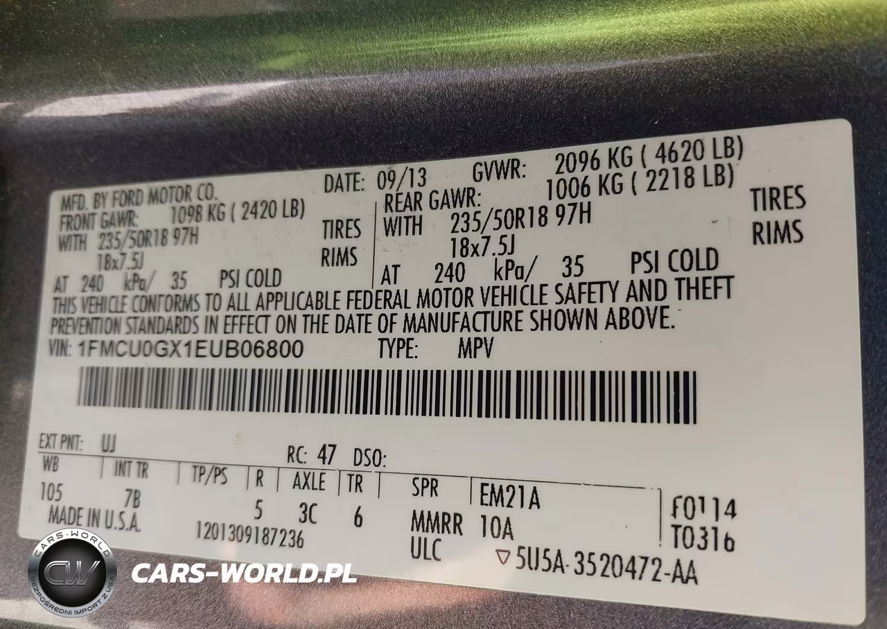 2014 Ford Escape Se VIN:1FMCU0GX1EUB06800 - 9