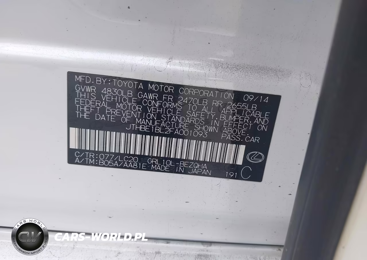 2015 Lexus Gs 350 VIN:JTHBE1BL2FA001093 - 9