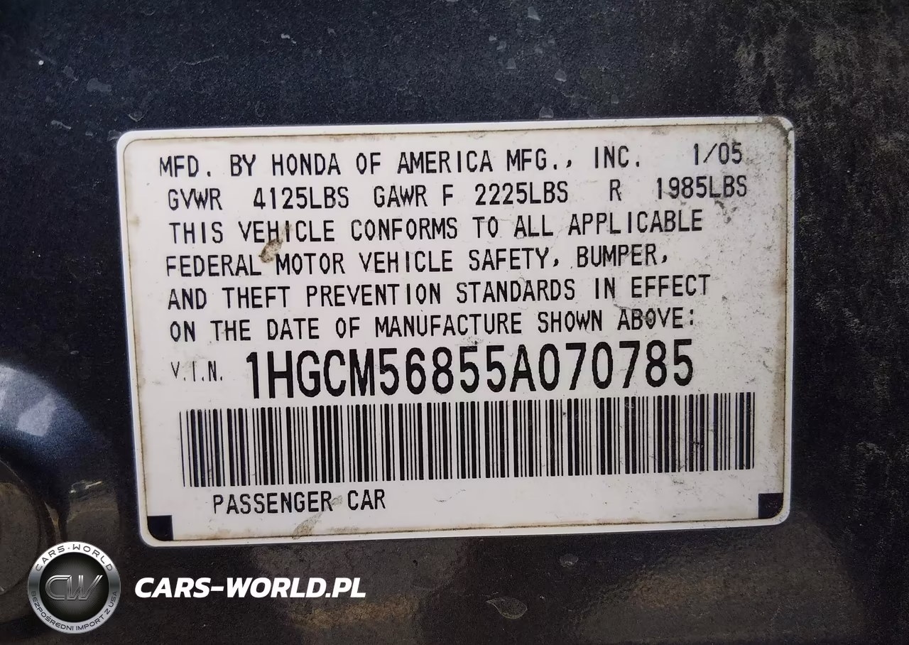 2005 Honda Accord 2.4 Ex VIN:1HGCM56855A070785 - 9