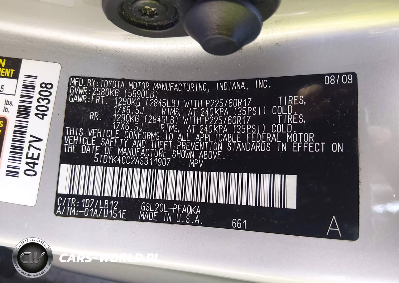 2010 Toyota Sienna Xle VIN:5TDYK4CC2AS311907 - 9