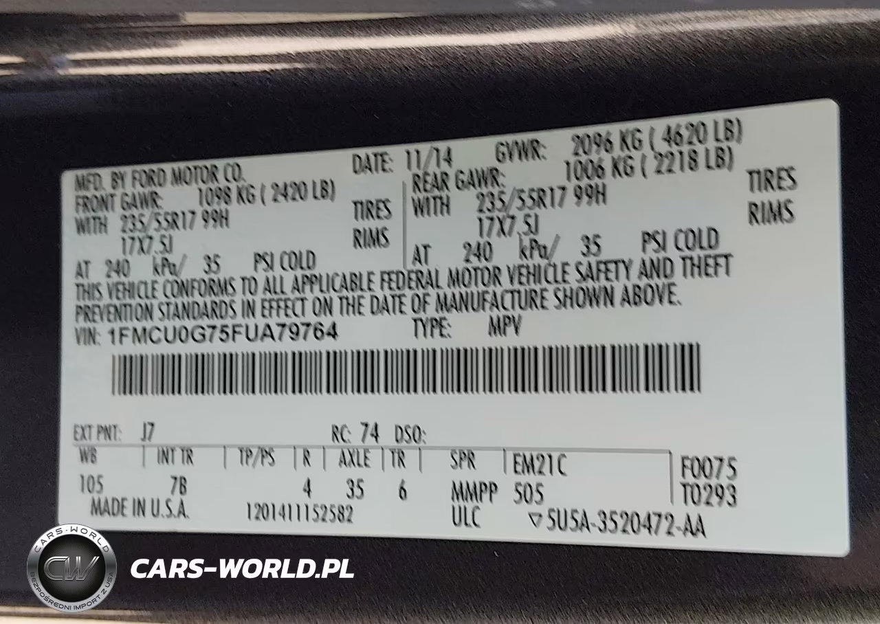 2015 Ford Escape Se VIN:1FMCU0G75FUA79764 - 9