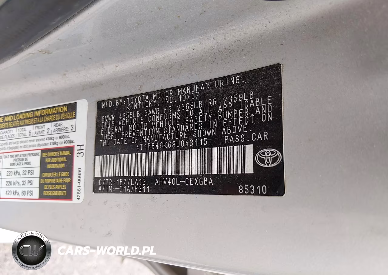 2008 Toyota Camry Hybrid VIN:4T1BB46K68U043115 - 9