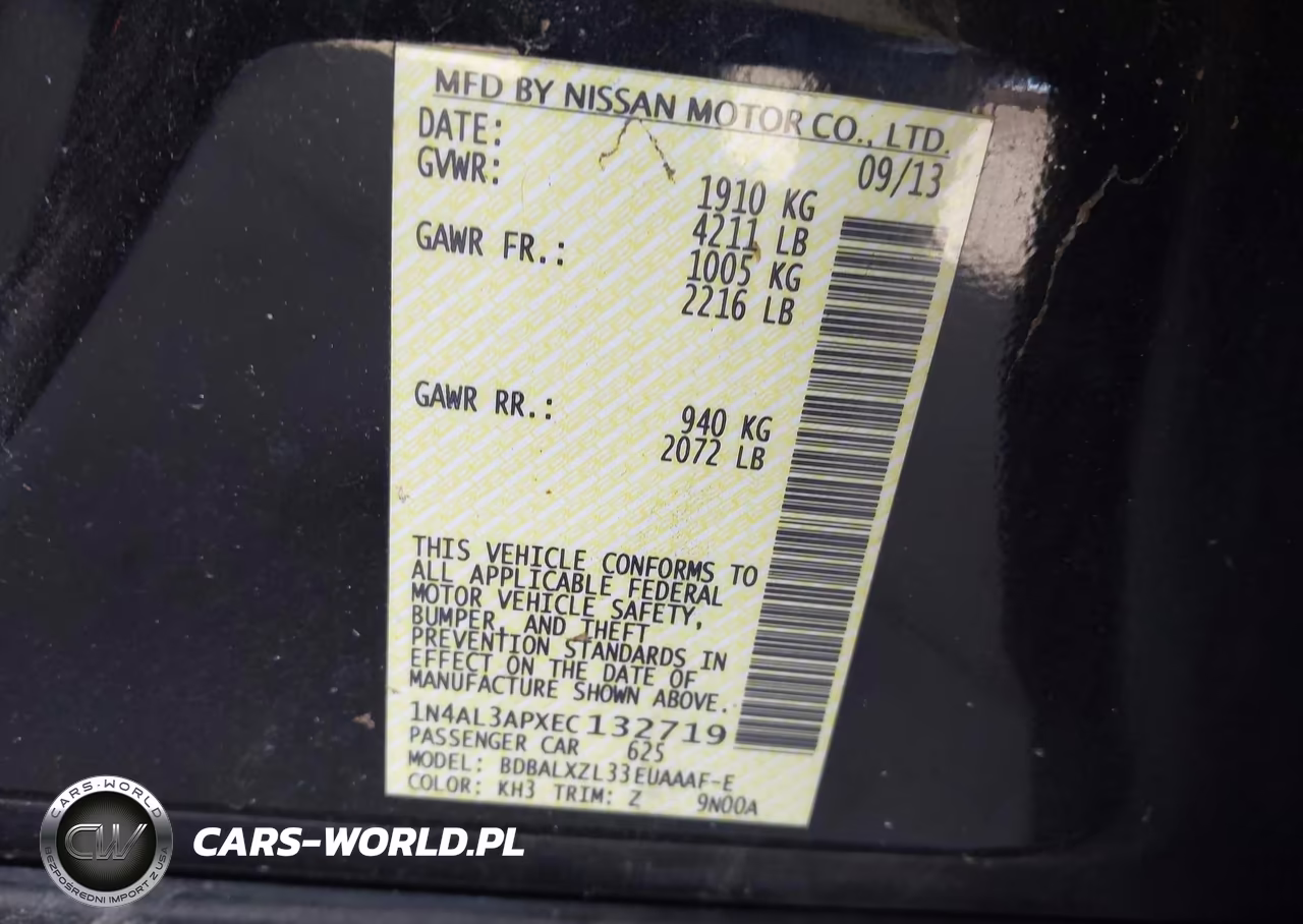 2014 Nissan Altima 2.5 Sl VIN:1N4AL3APXEC132719 - 9