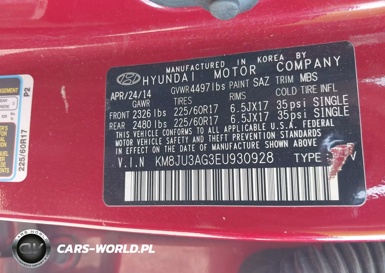 2014 Hyundai Tucson Se VIN:KM8JU3AG3EU930928 - 9