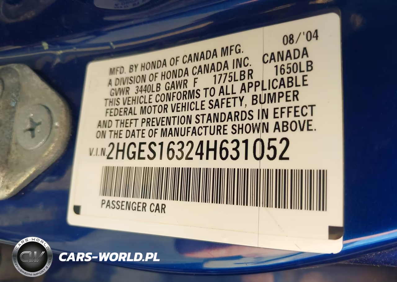 2004 Honda Civic Vp VIN:2HGES16324H631052 - 9