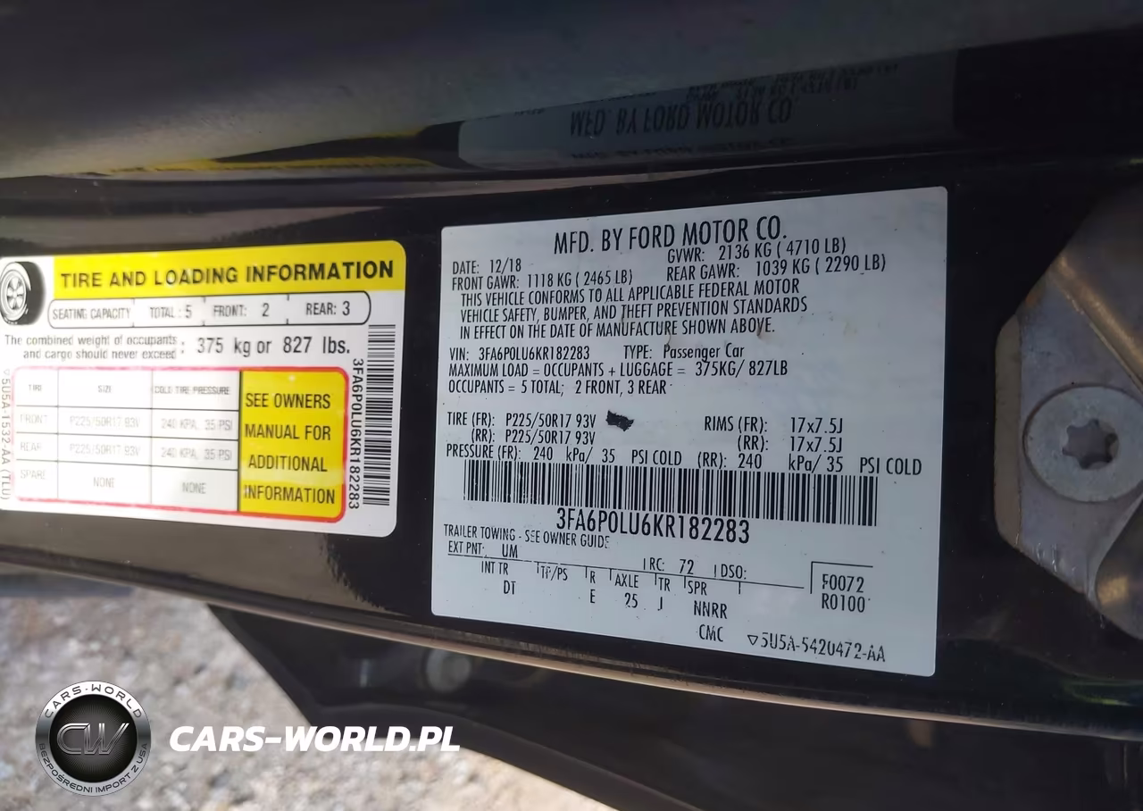 2019 Ford Fusion Hybrid Se VIN:3FA6P0LU6KR182283 - 9