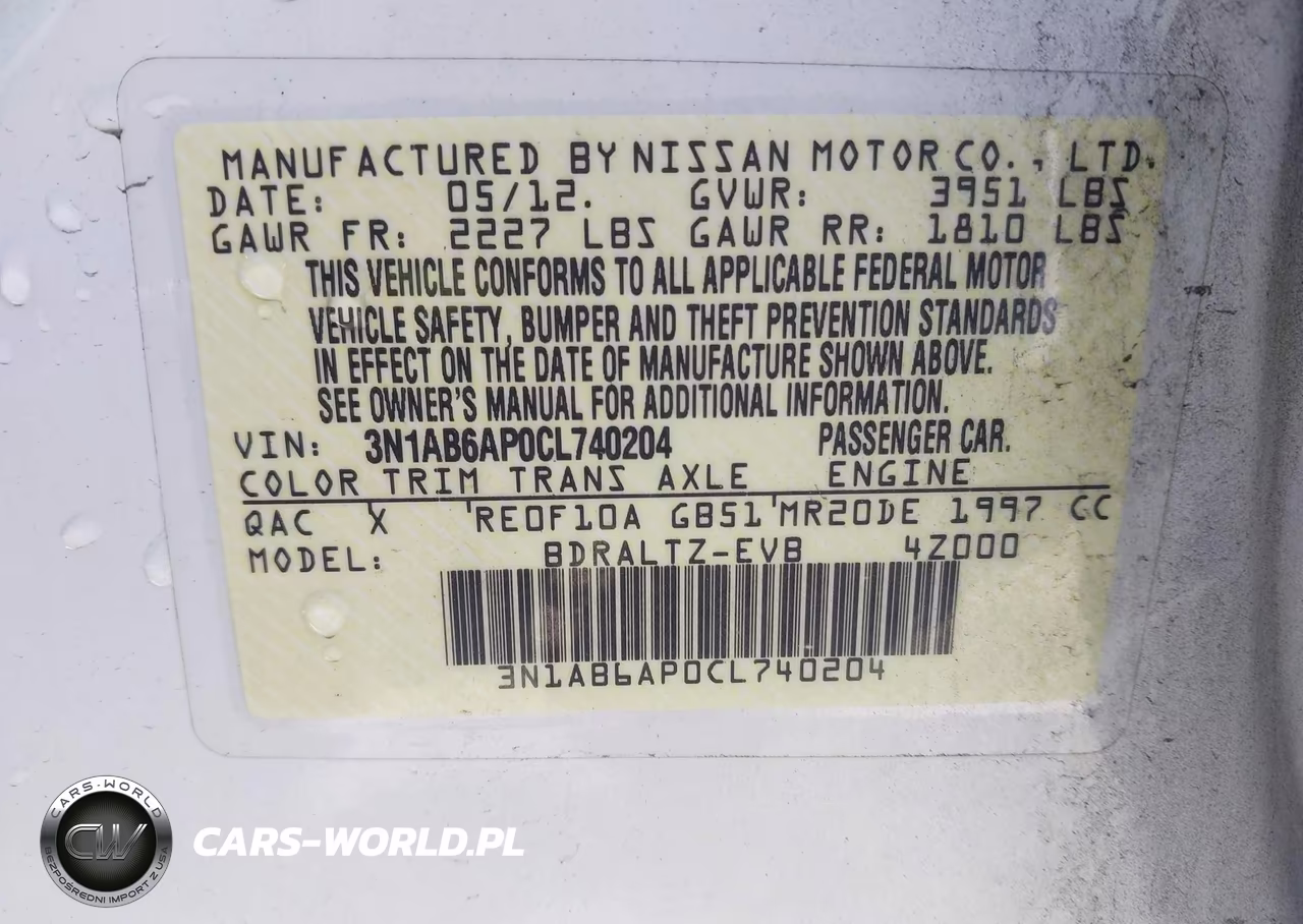 2012 Nissan Sentra 2.0 S VIN:3N1AB6AP0CL740204 - 9
