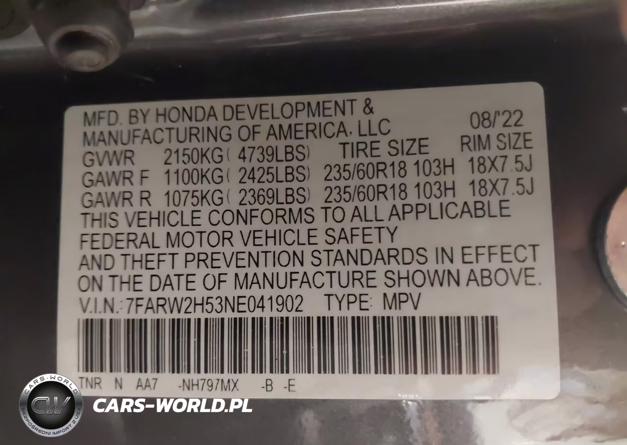 2022 Honda Cr-V Awd Ex VIN:7FARW2H53NE041902 - 9