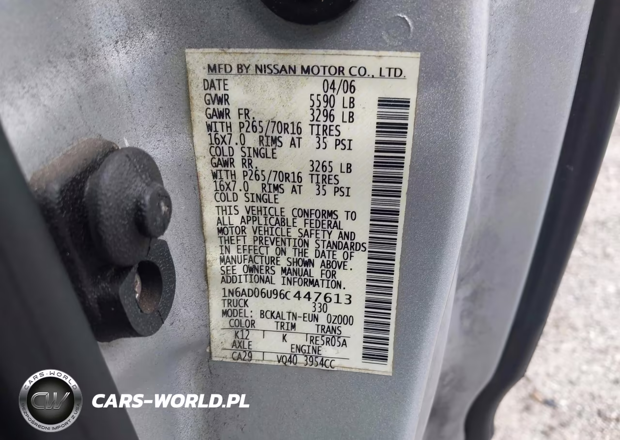 2006 Nissan Frontier Se VIN:1N6AD06U96C447613 - 9
