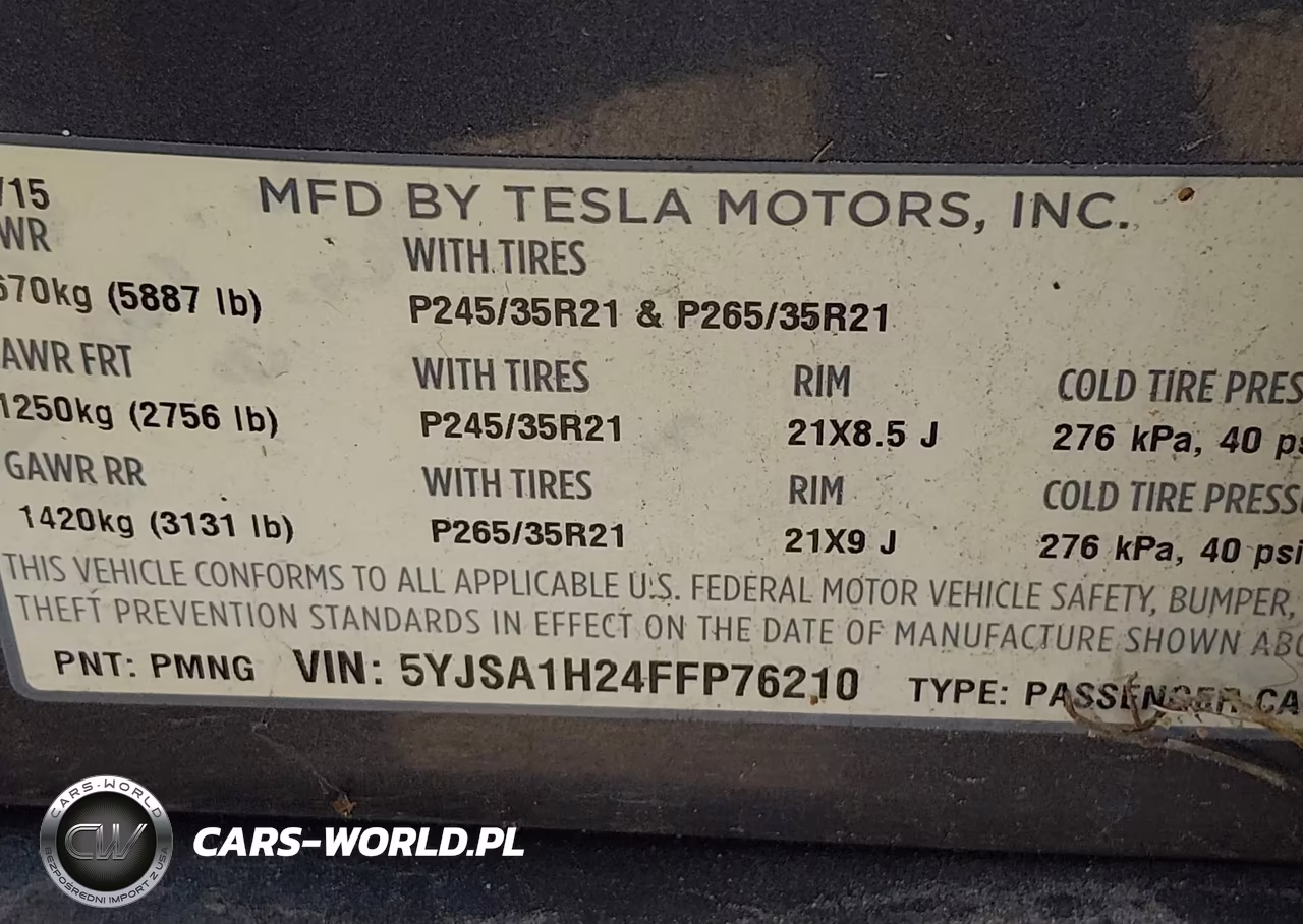 2015 Tesla Model S 70D-85D-P85D VIN:5YJSA1H24FFP76210 - 9